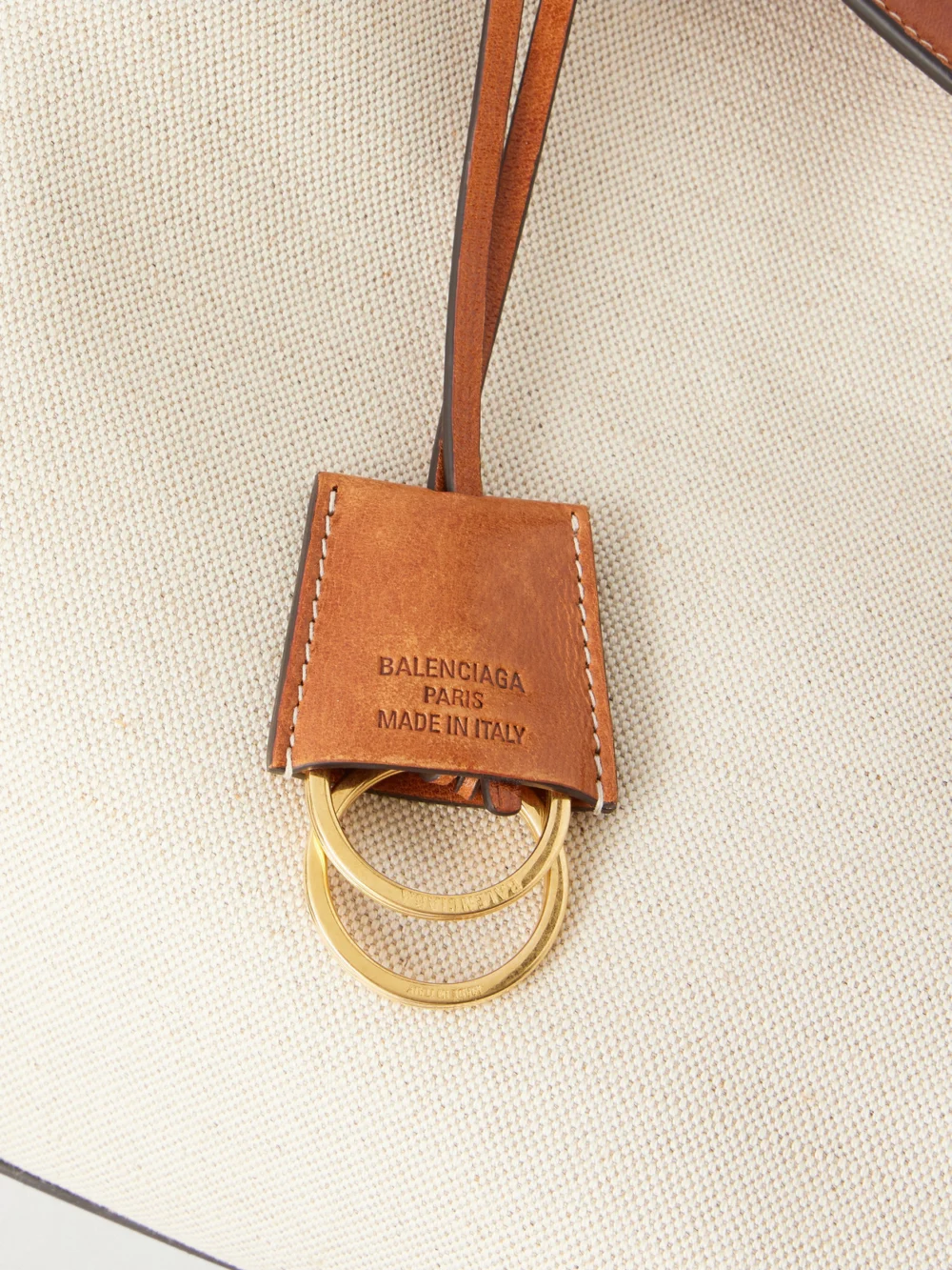 Close-up detail of the Balenciaga Rodeo Leather-trimmed Canvas Shoulder Bag