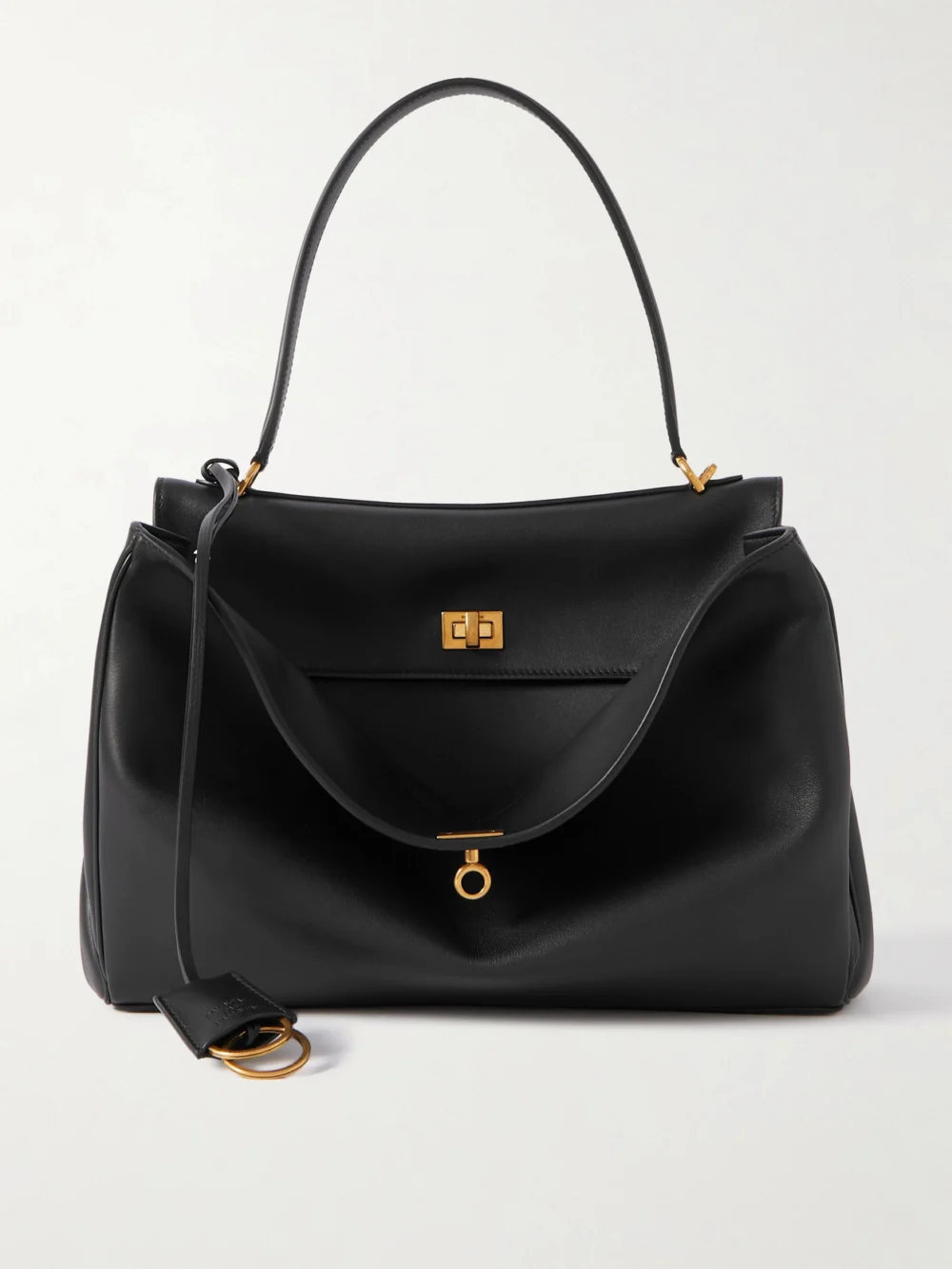 Balenciaga Rodeo Medium Leather Shoulder Bag in black