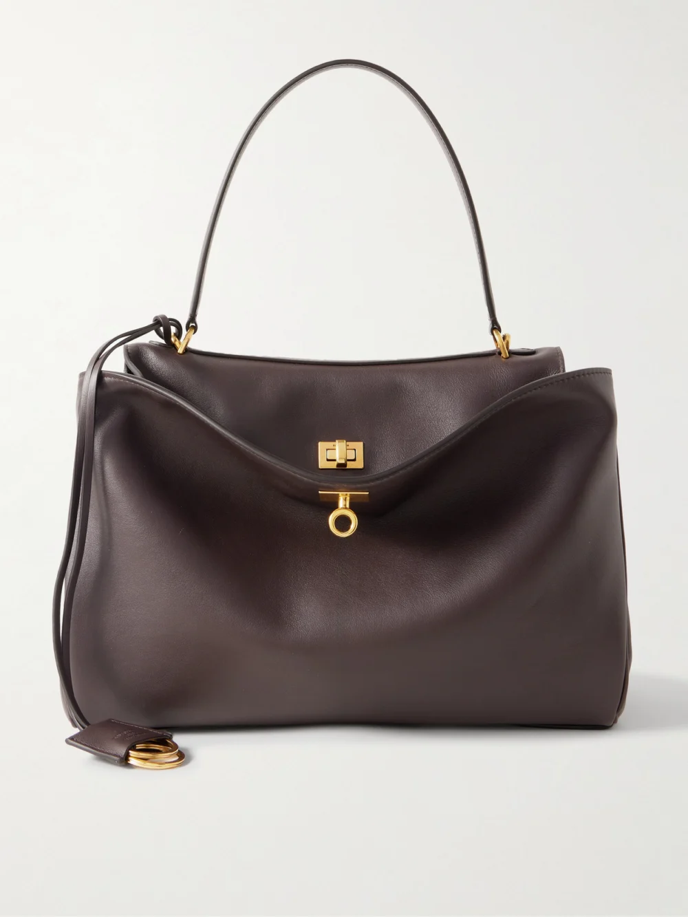 Balenciaga Rodeo Medium Leather Shoulder Bag in brown