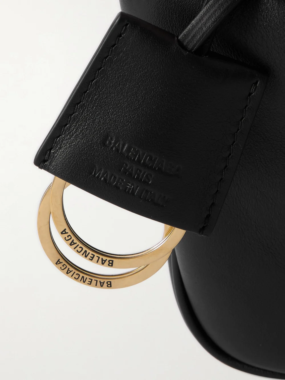 Close-up detail of the Balenciaga Rodeo Sling Pochette Leather Shoulder Bag