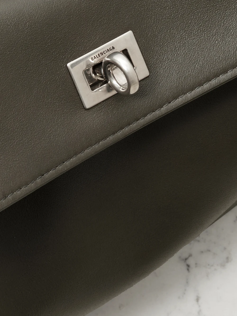Close-up detail of the Balenciaga Rodeo Small Leather Tote