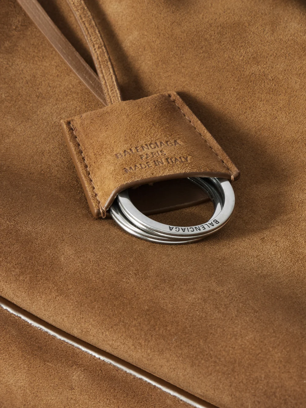 Close-up detail of the Balenciaga Rodeo Small Suede Top-handle Bag