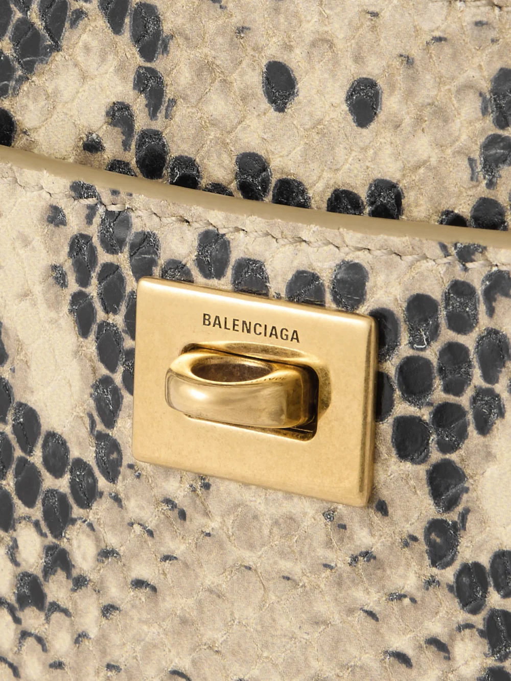 Close-up detail of the Balenciaga Rodeo Snake-effect Leather Shoulder Bag