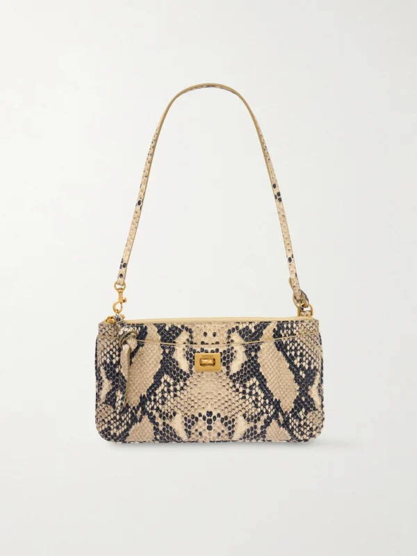 Balenciaga Rodeo Snake-effect Leather Shoulder Bag
