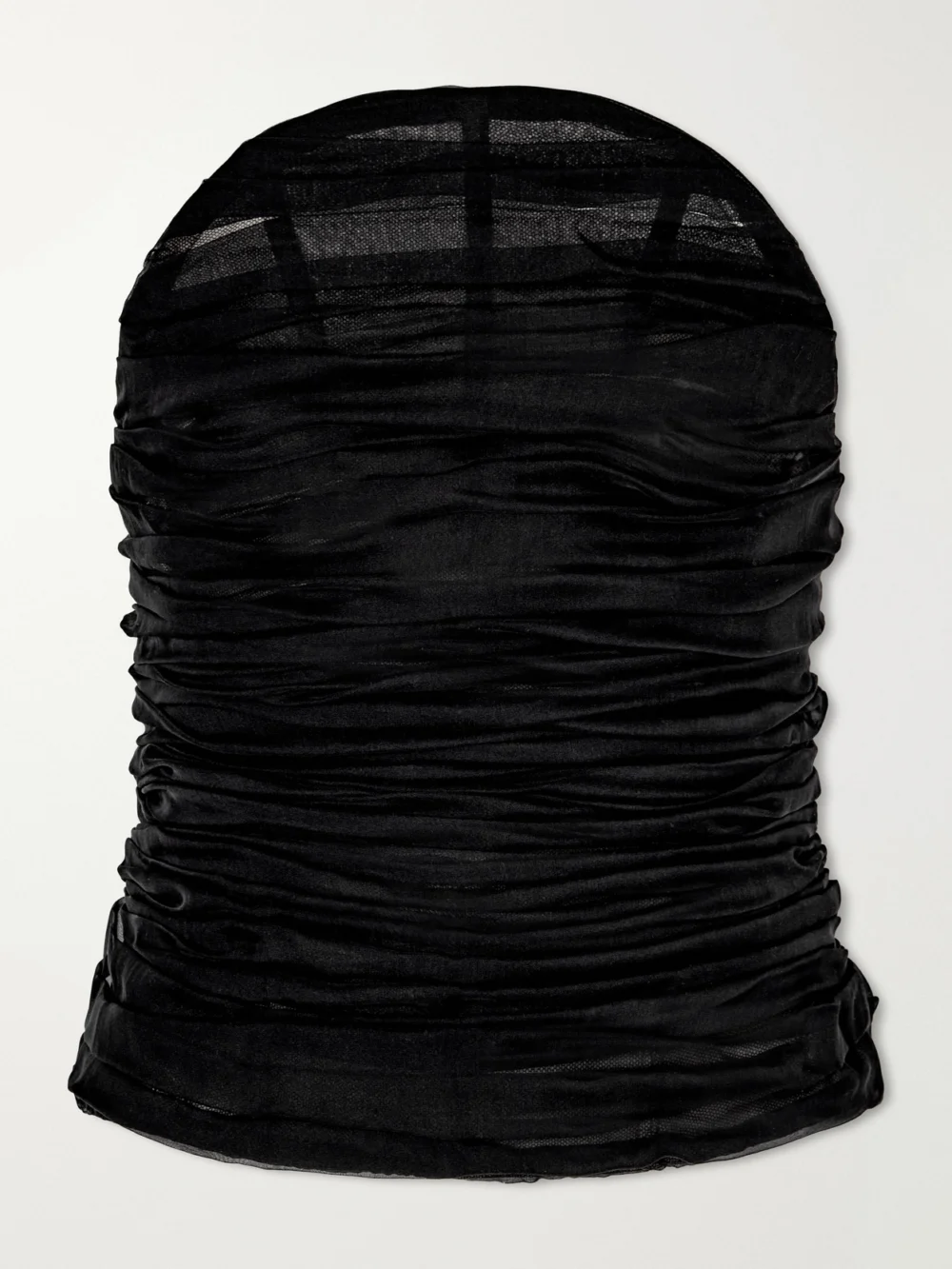 Balenciaga Ruched Silk-chiffon Bustier Top in black