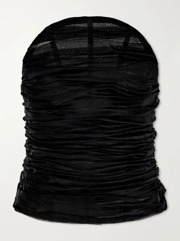 Balenciaga Ruched Silk-chiffon Bustier Top