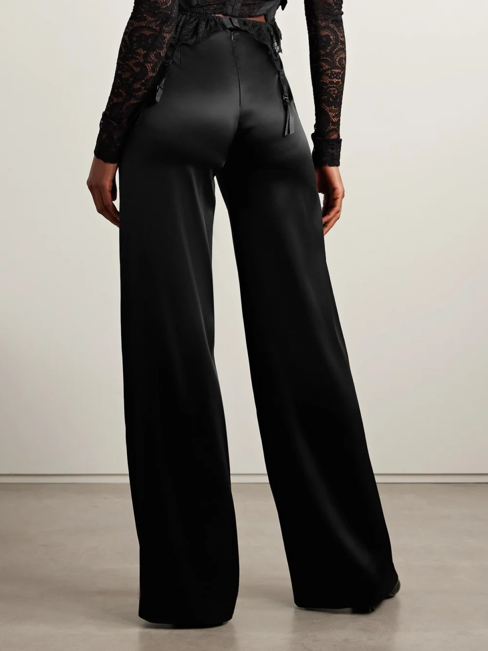 Back view of the Balenciaga Satin Wide-leg Pants