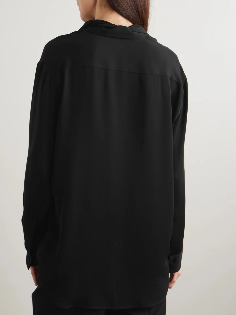 Back view of the Balenciaga Scarf-detailed Silk-georgette Shirt
