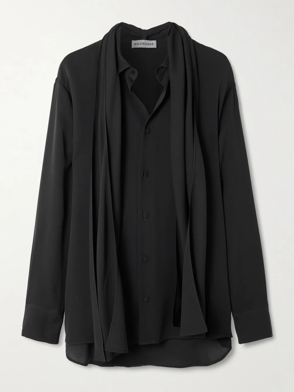 Balenciaga Scarf-detailed Silk-georgette Shirt in black