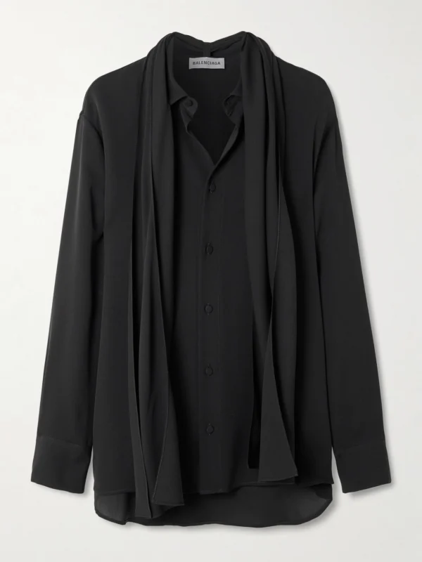Balenciaga Scarf-detailed Silk-georgette Shirt