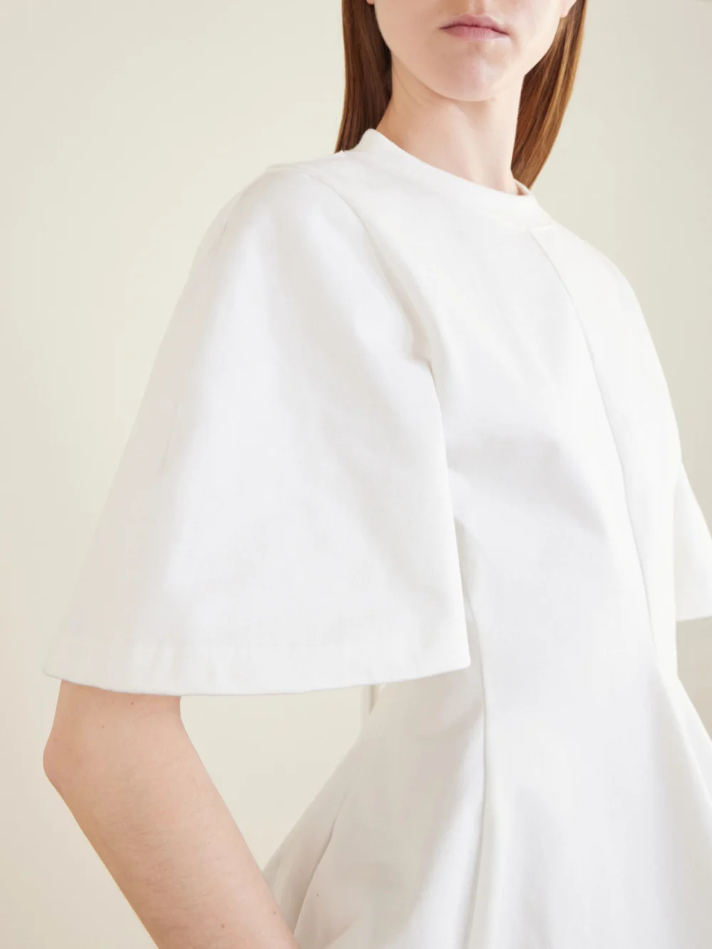Close-up detail of the Balenciaga Shaped Flared Cotton-jersey T-shirt