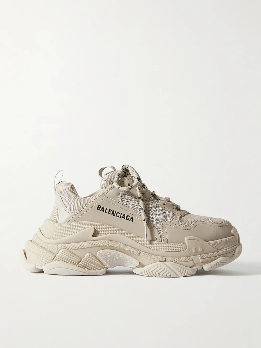 Balenciaga Triple S Logo-embroidered Leather, Nubuck and Mesh Sneakers in beige