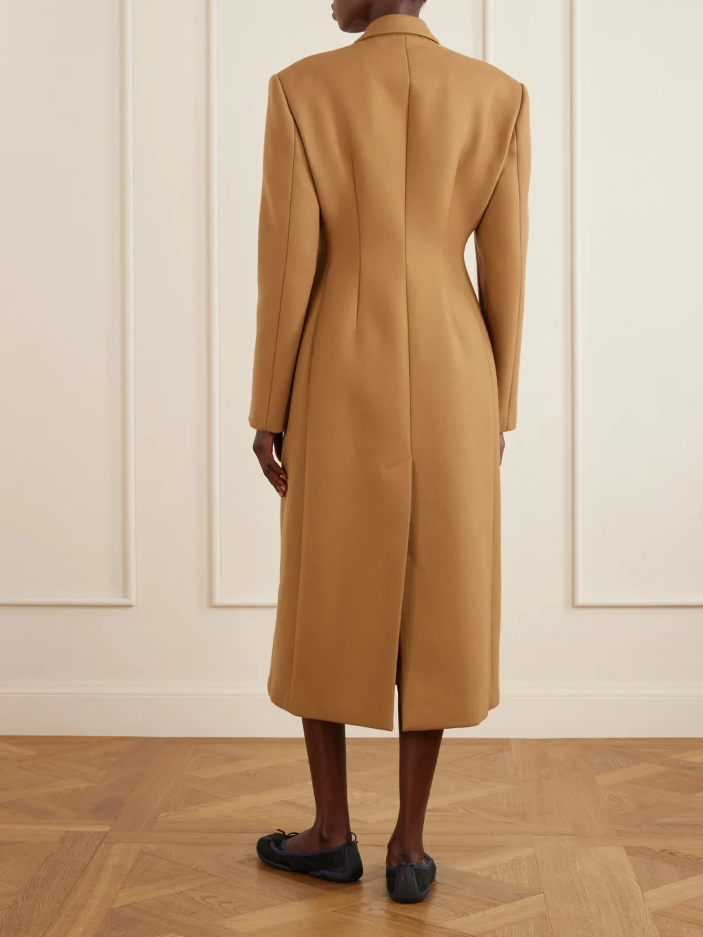 Back view of the Balenciaga Wool and Cashmere-blend Long Coat