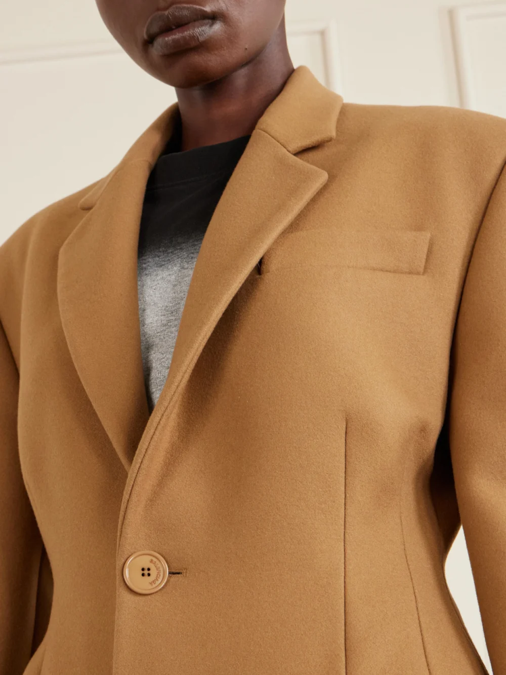 Close-up detail of the Balenciaga Wool and Cashmere-blend Long Coat