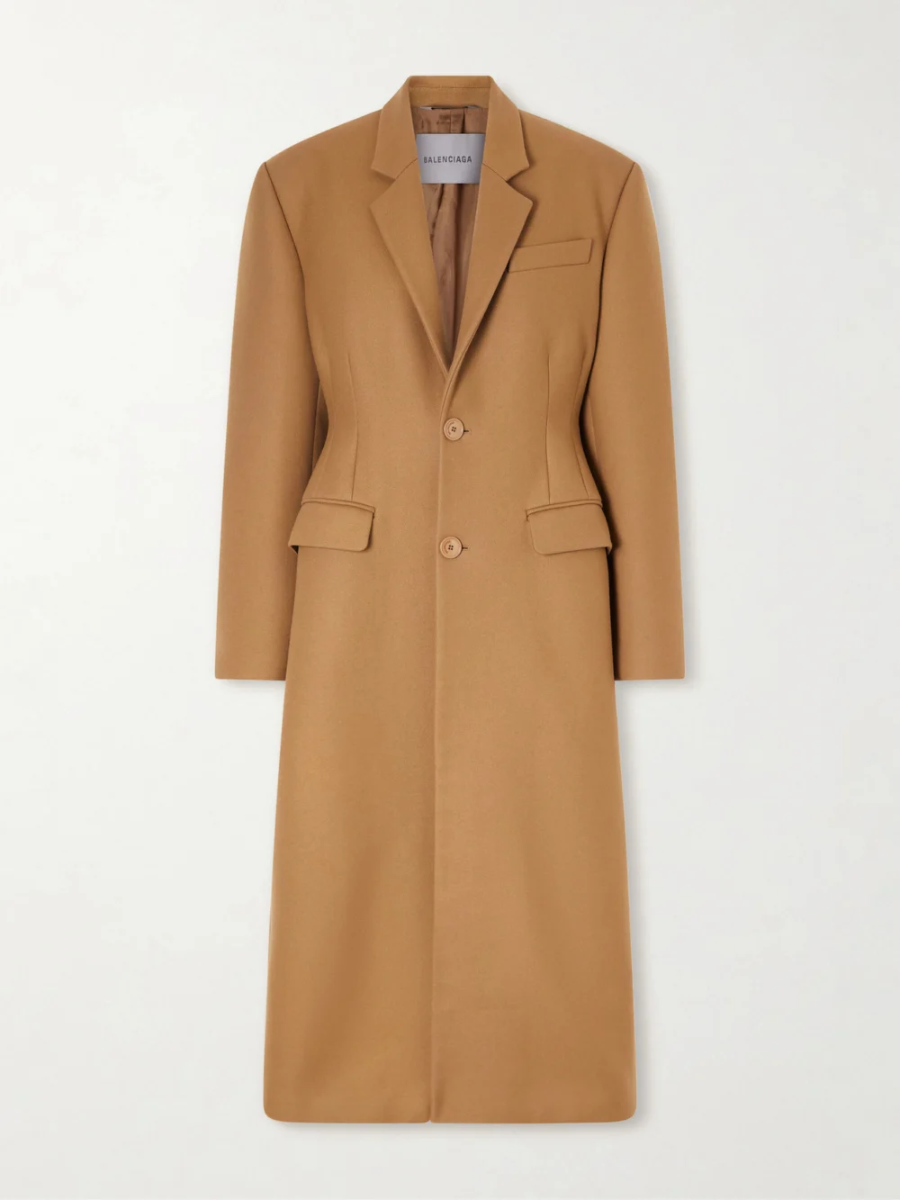 Balenciaga Wool and Cashmere-blend Long Coat in camel