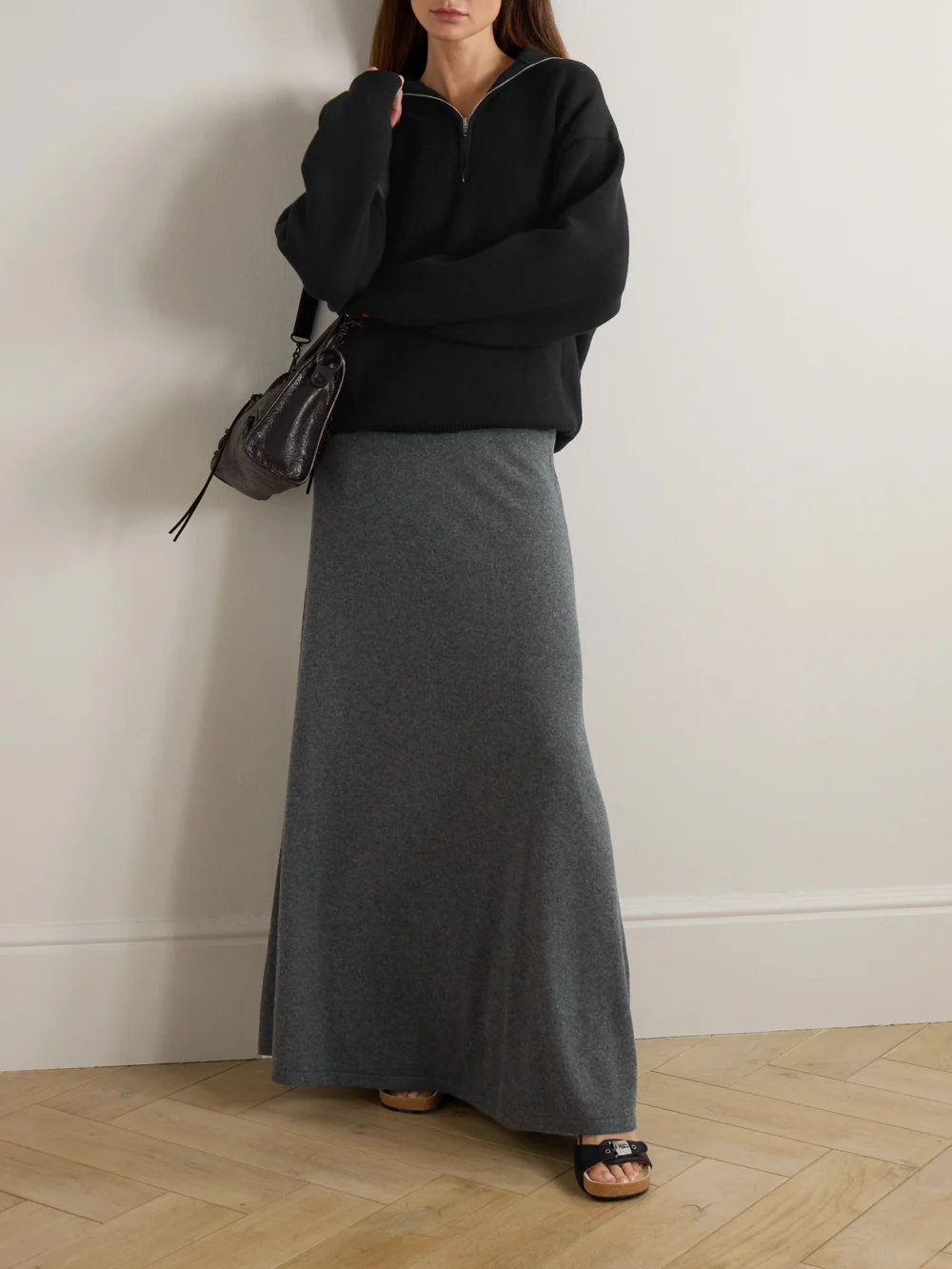 Balenciaga Wool Maxi Skirt, worn by a model