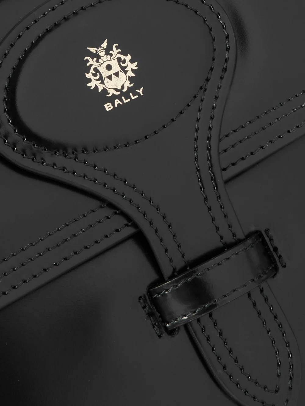 Close-up detail of the Bally Beckett Flat Mini Glossed-leather Tote