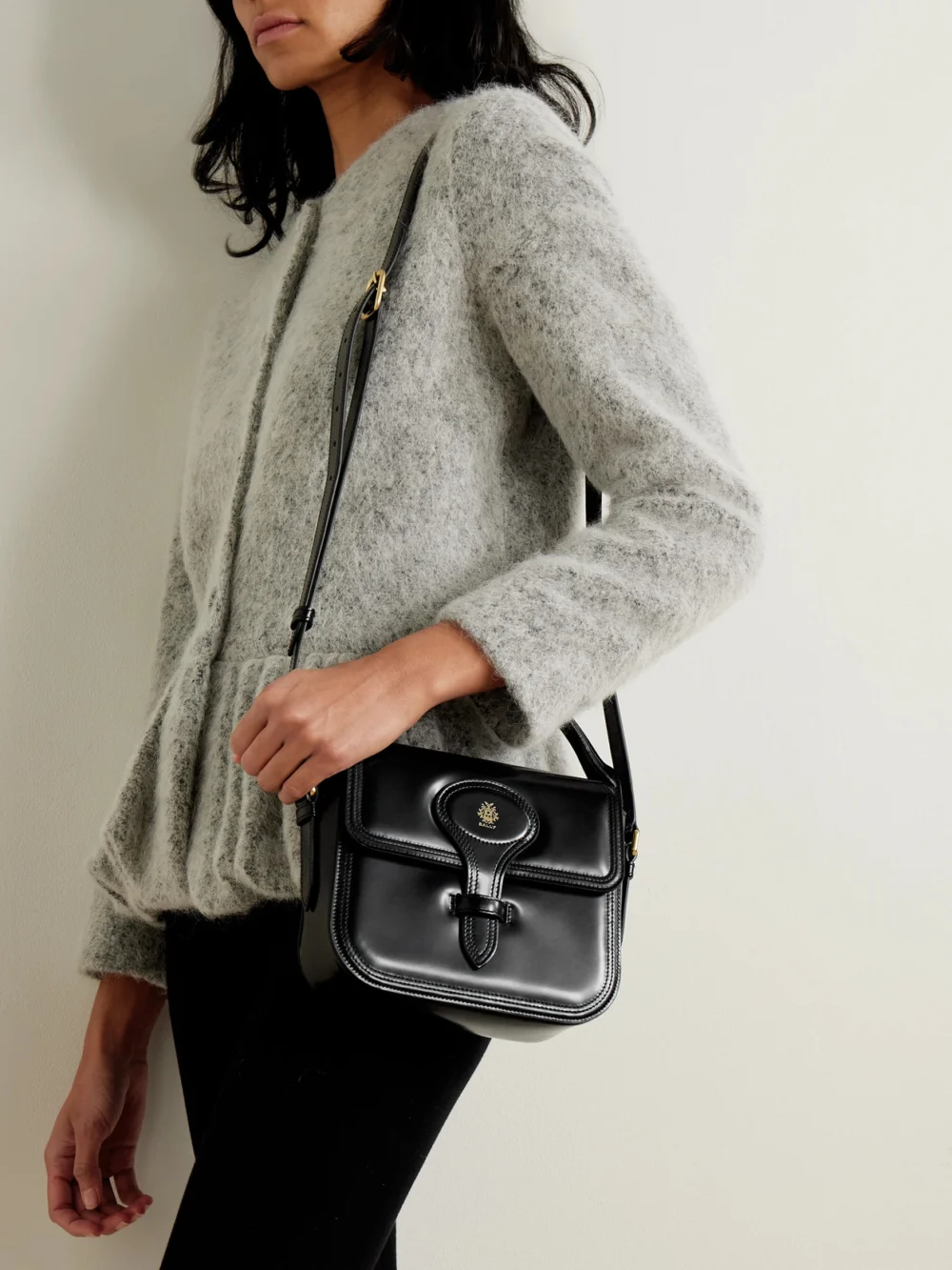 Bally Beckett Flat Mini Glossed-leather Tote, styled view