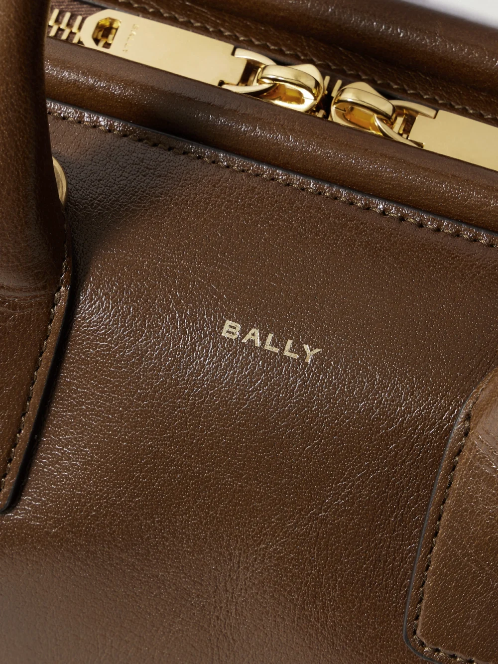 Close-up detail of the Bally Belle Small Leather Tote