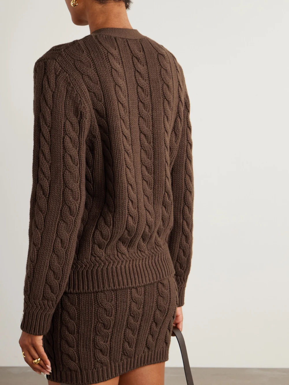 Back view of the Bally Cable-knit Wool Cardigan