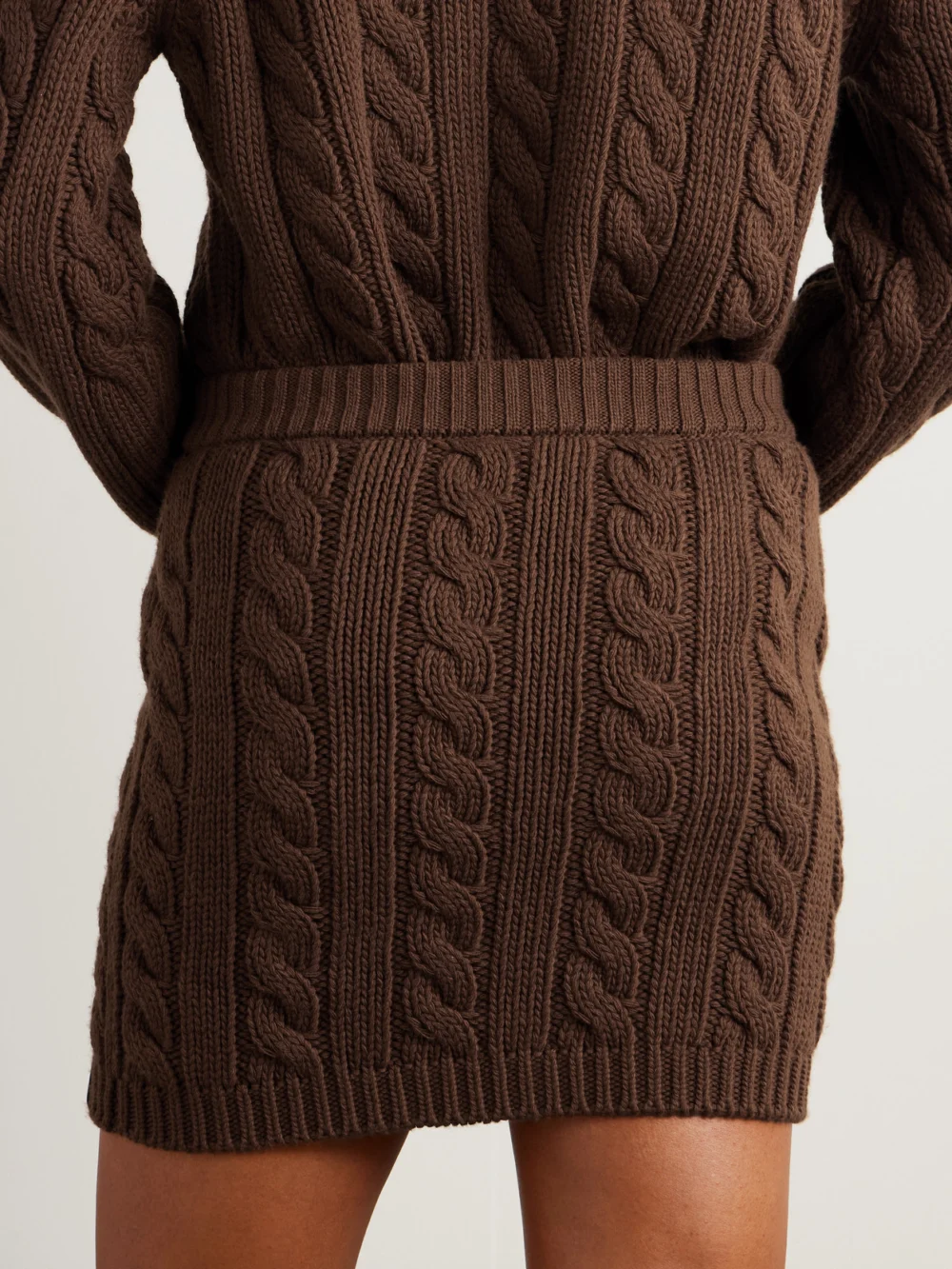 Back view of the Bally Cable-knit Wool Mini Skirt
