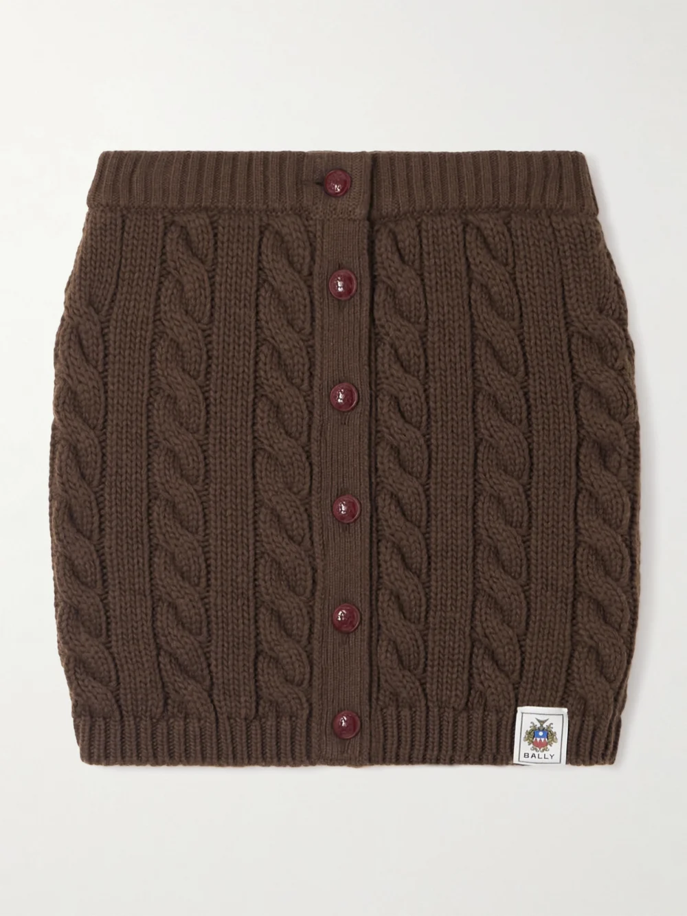 Bally Cable-knit Wool Mini Skirt in brown