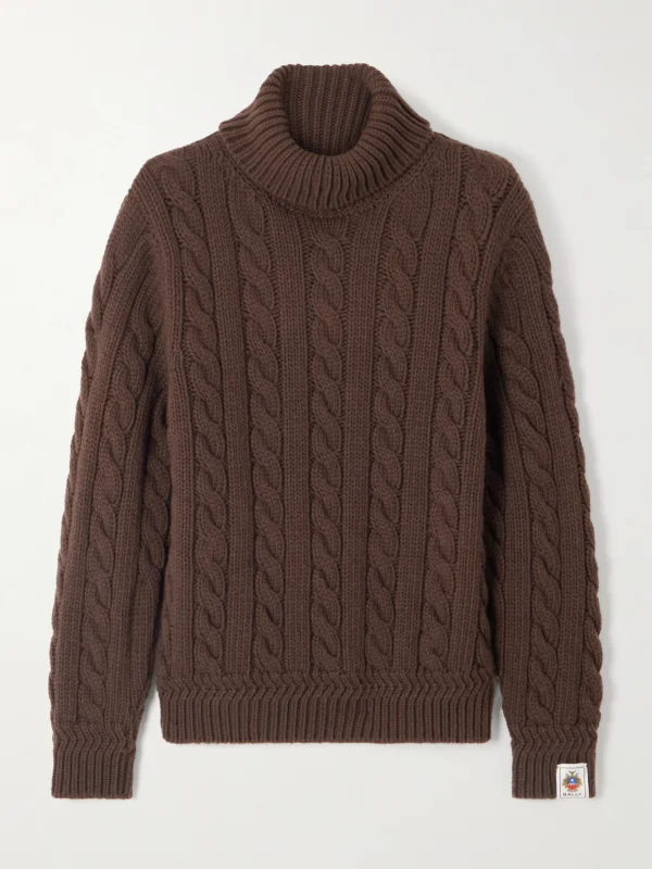 Bally Cable-knit Wool Turtleneck Sweater