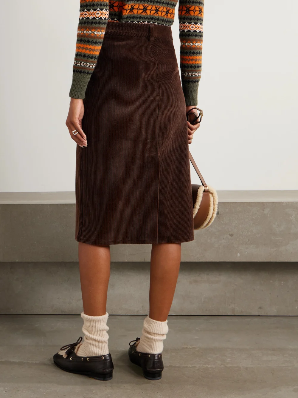 Back view of the Bally Cotton-corduroy Midi Skirt