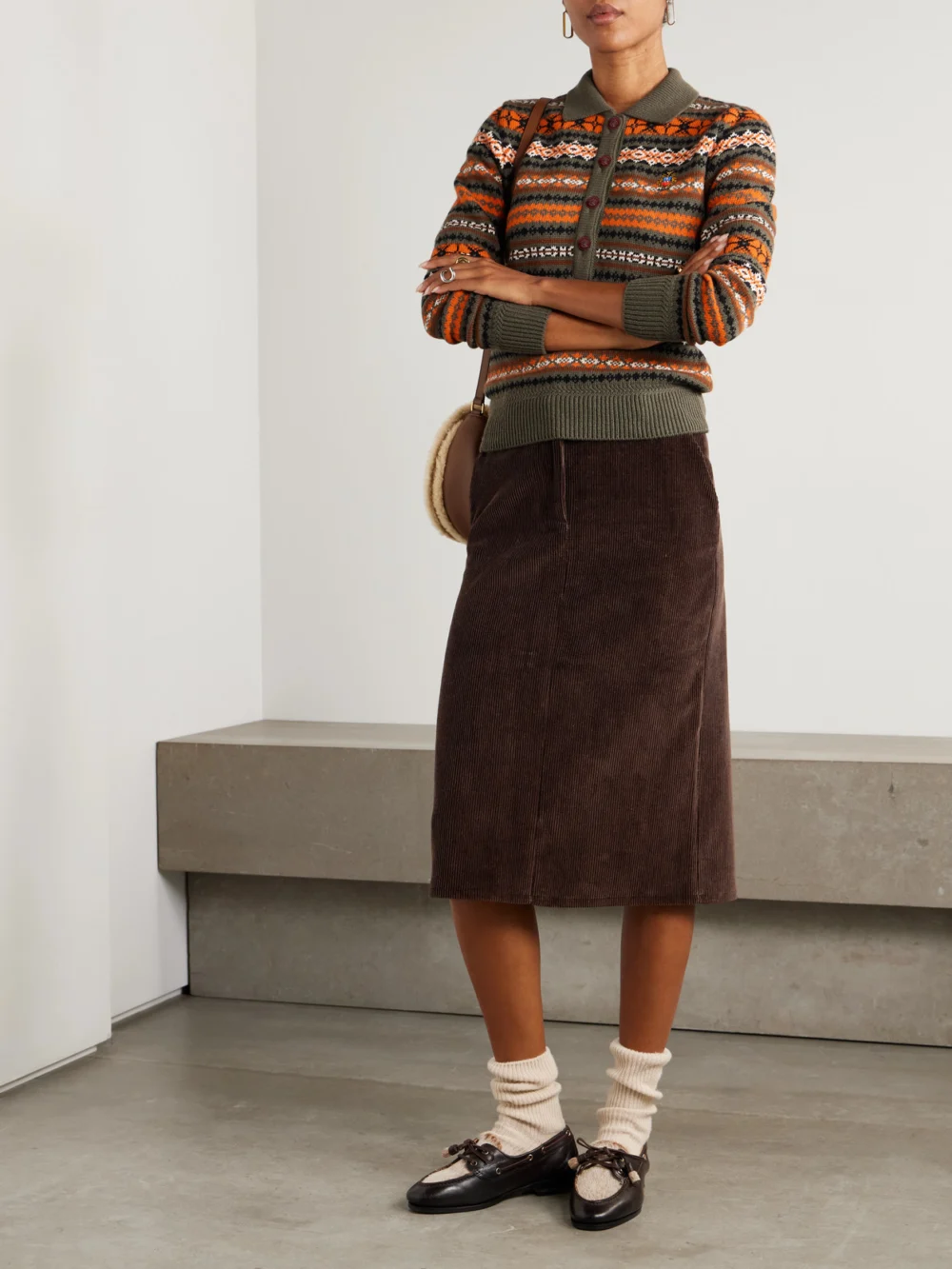 Bally Cotton-corduroy Midi Skirt, worn by a model