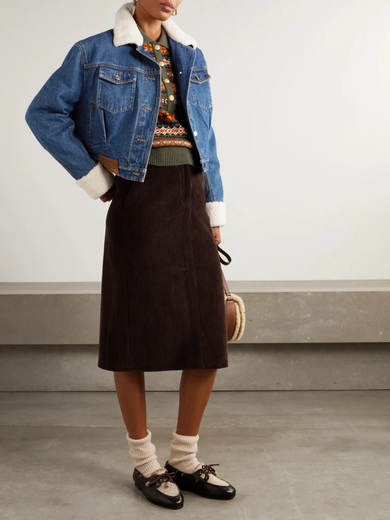 Bally Cropped Shearling-trimmed Padded Denim Jacket