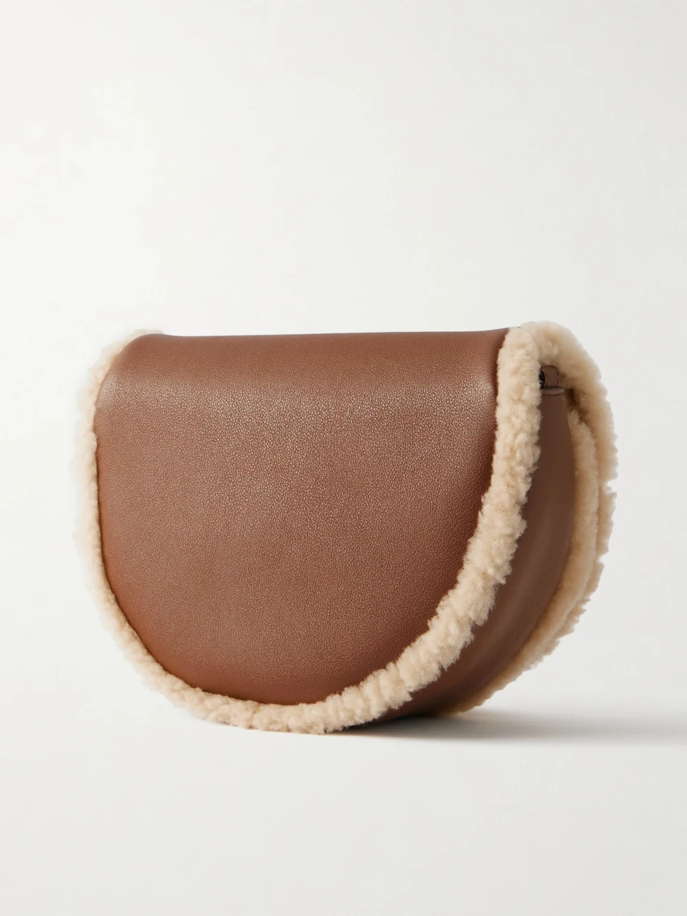 Back view of the Bally Elisabeth Shearling-trimmed Leather Shoulder Bag