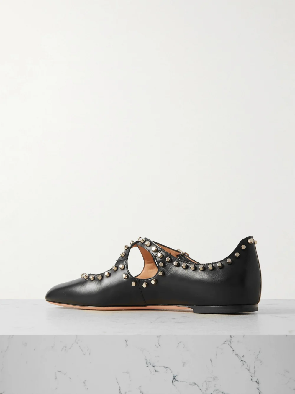 Back view of the Bally Embellished Studded Leather Ballet Flats
