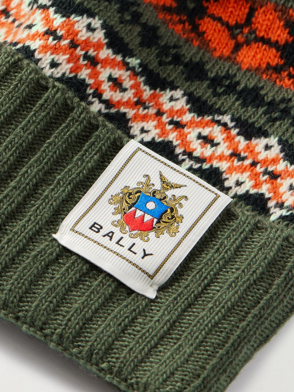 Close-up detail of the Bally Fair Isle Wool Beanie