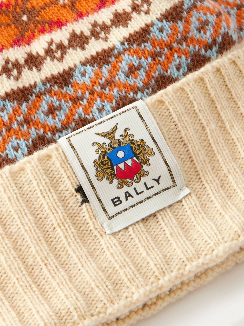 Close-up detail of the Bally Jacquard-knit Wool Beanie