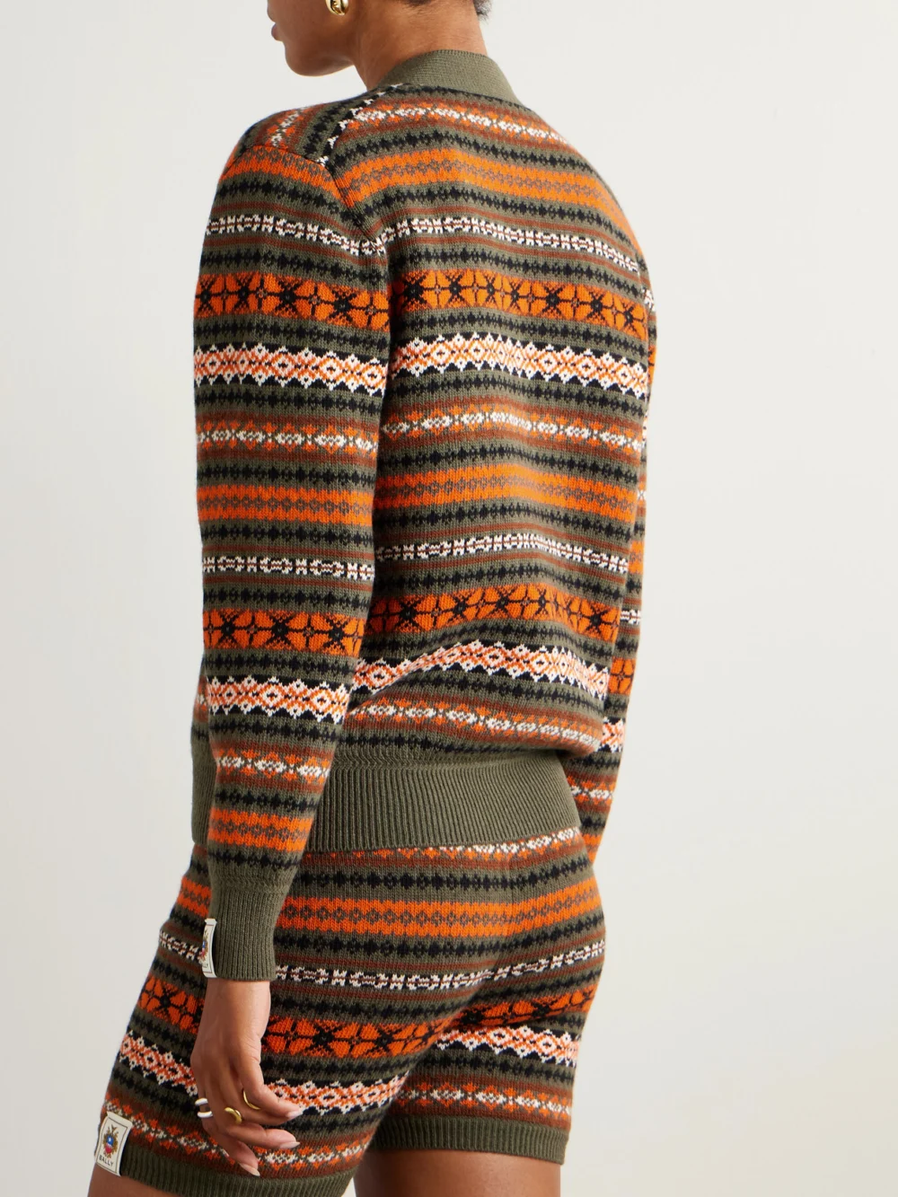 Back view of the Bally Jacquard-knit Wool Cardigan