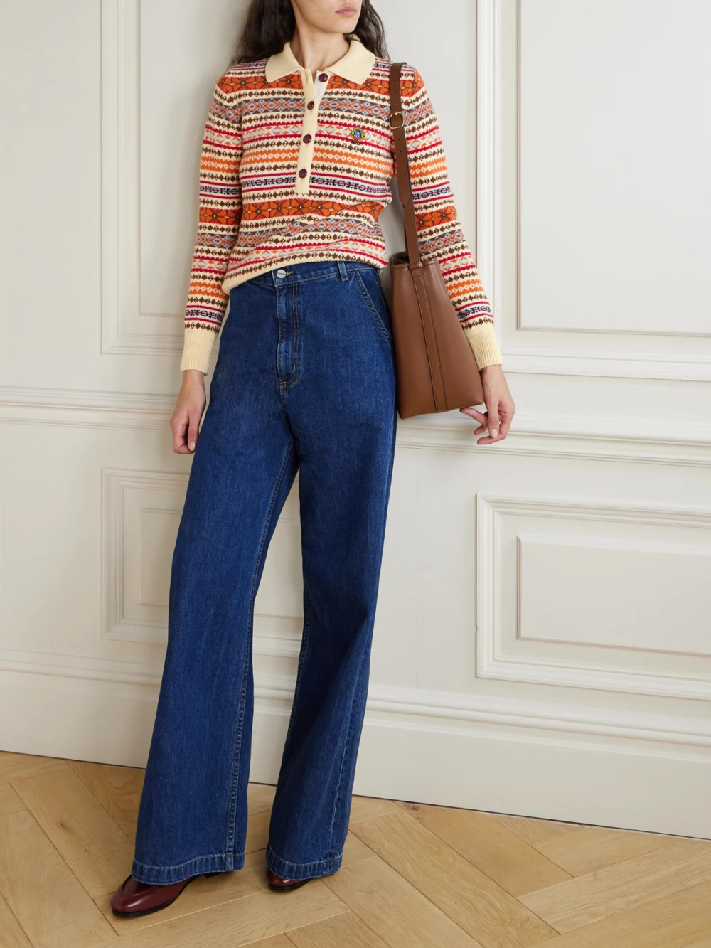 Bally Jacquard-knit Wool Polo Sweater, worn by a model