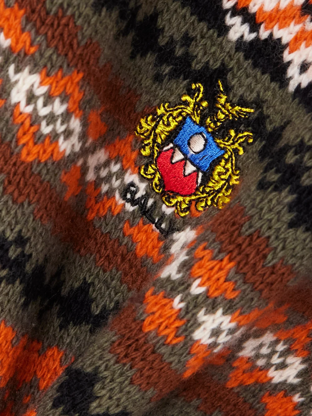 Close-up detail of the Bally Jacquard-knit Wool Polo Sweater