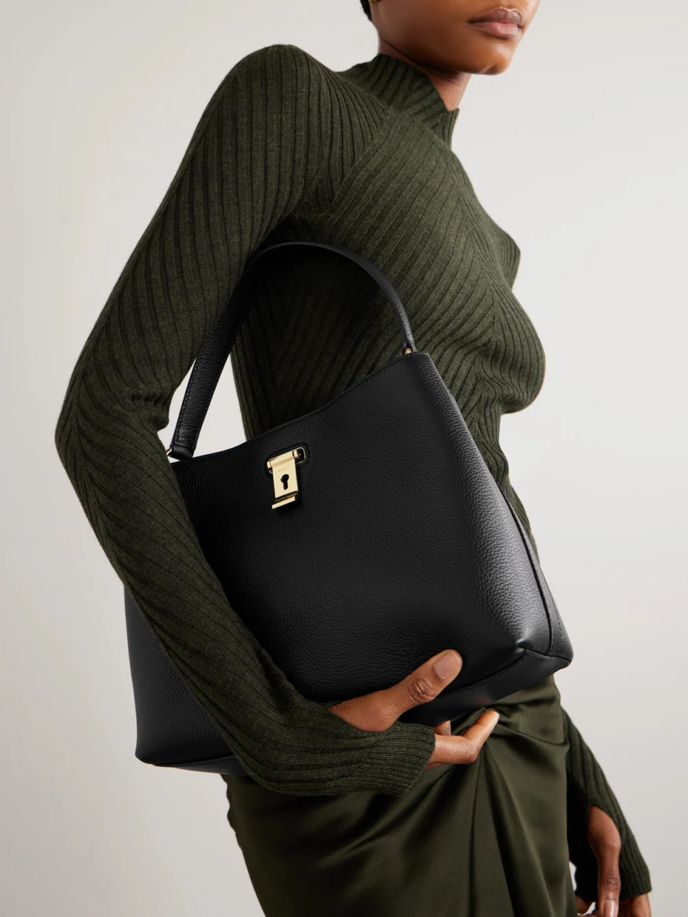 Bally Liv Textured-leather Tote, styled view