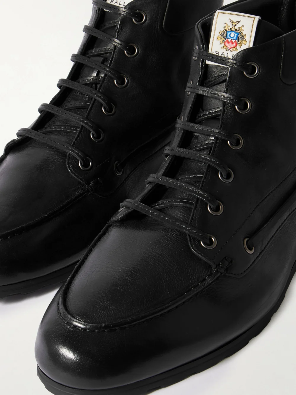 Close-up detail of the Bally Paphos Leather Ankle Boots