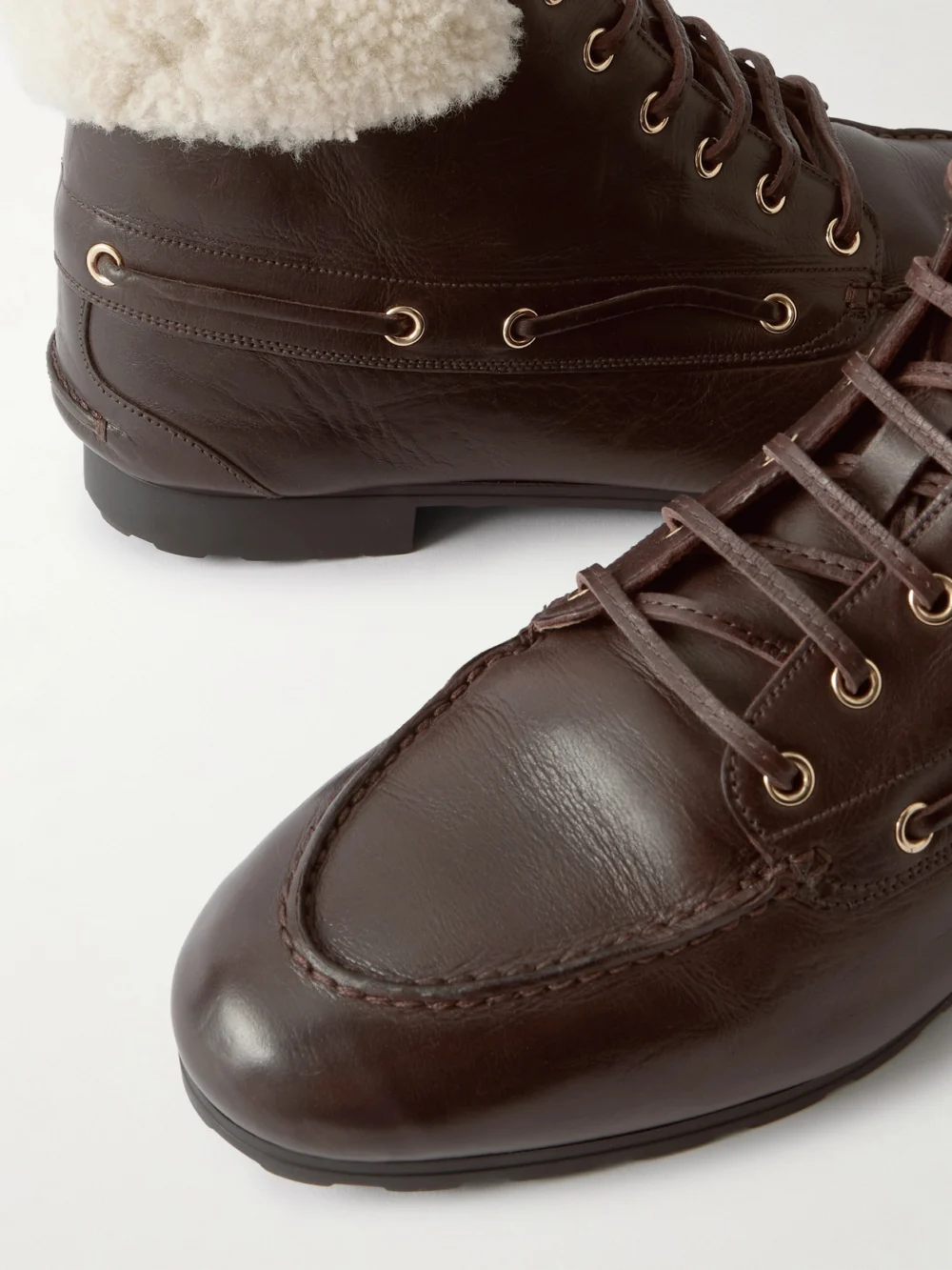 Close-up detail of the Bally Phedry Shearling-trimmed Ankle Boots
