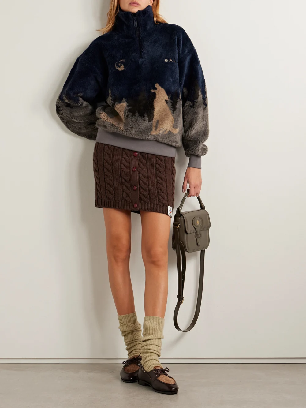 Bally Printed Fleece Half-zip Jacket, worn by a model
