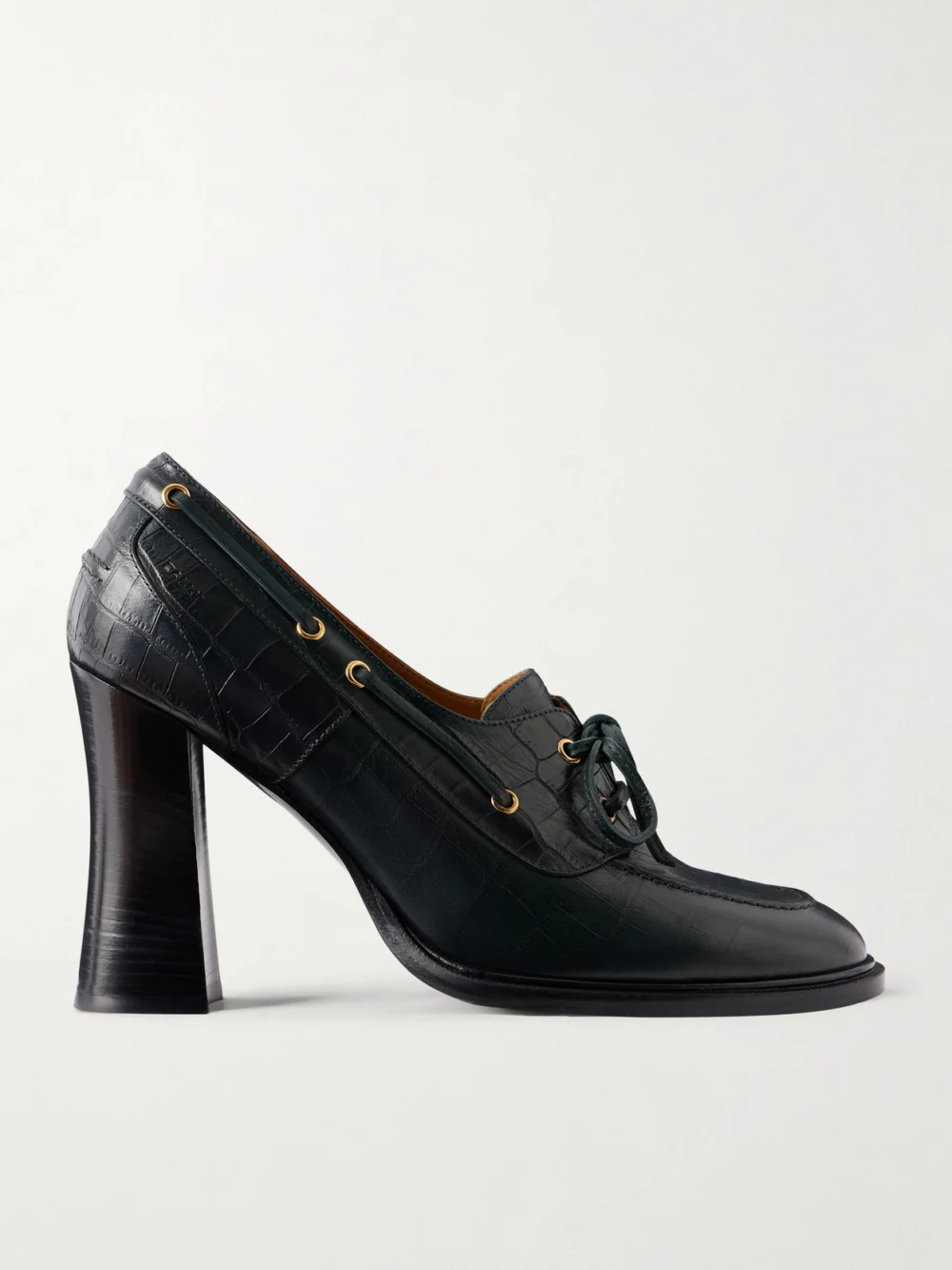 Bally Saule Croc-effect Leather Pumps in dark green