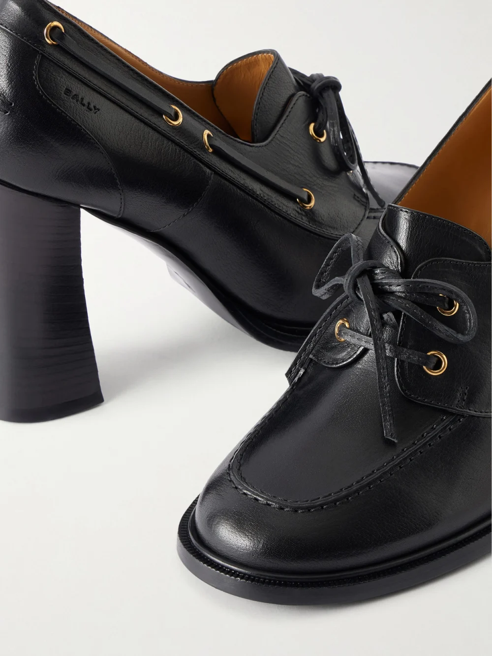 Close-up detail of the Bally Saule Leather Pumps