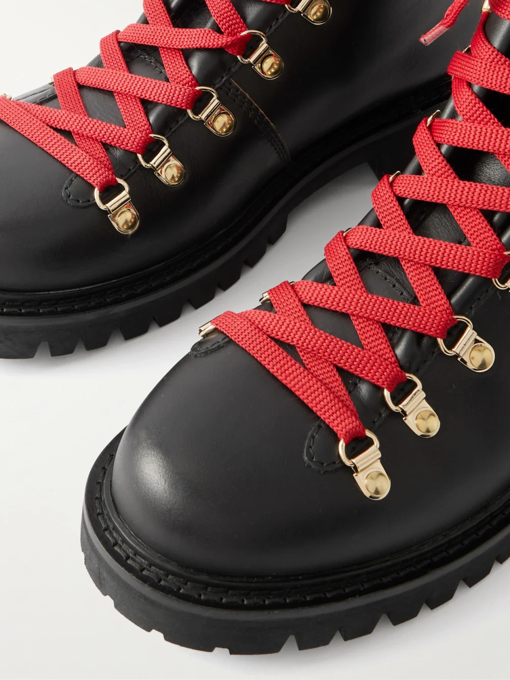 Close-up detail of the Bally Shearling-trimmed Leather Ankle Boots