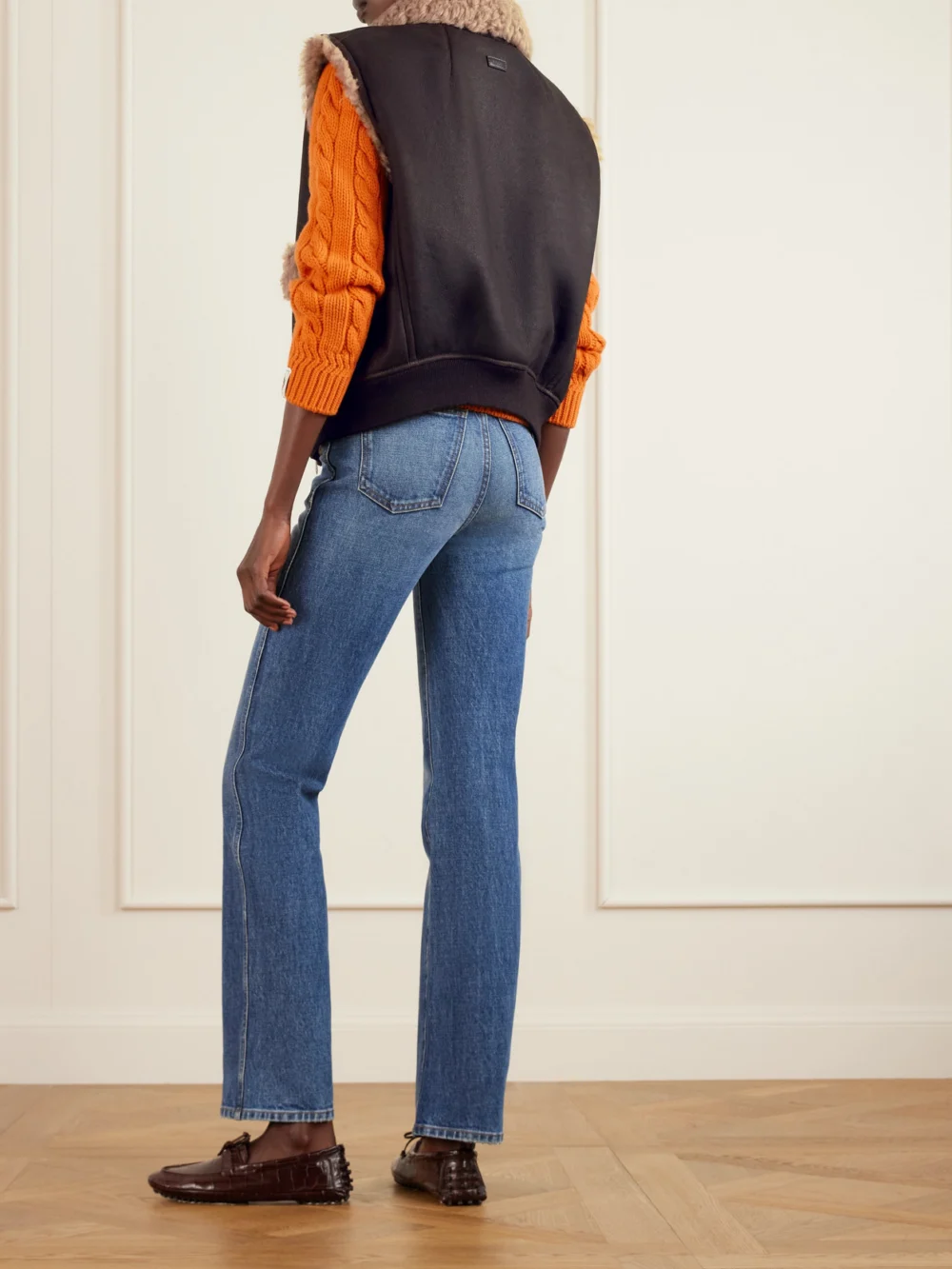 Back view of the Bally Shearling Vest