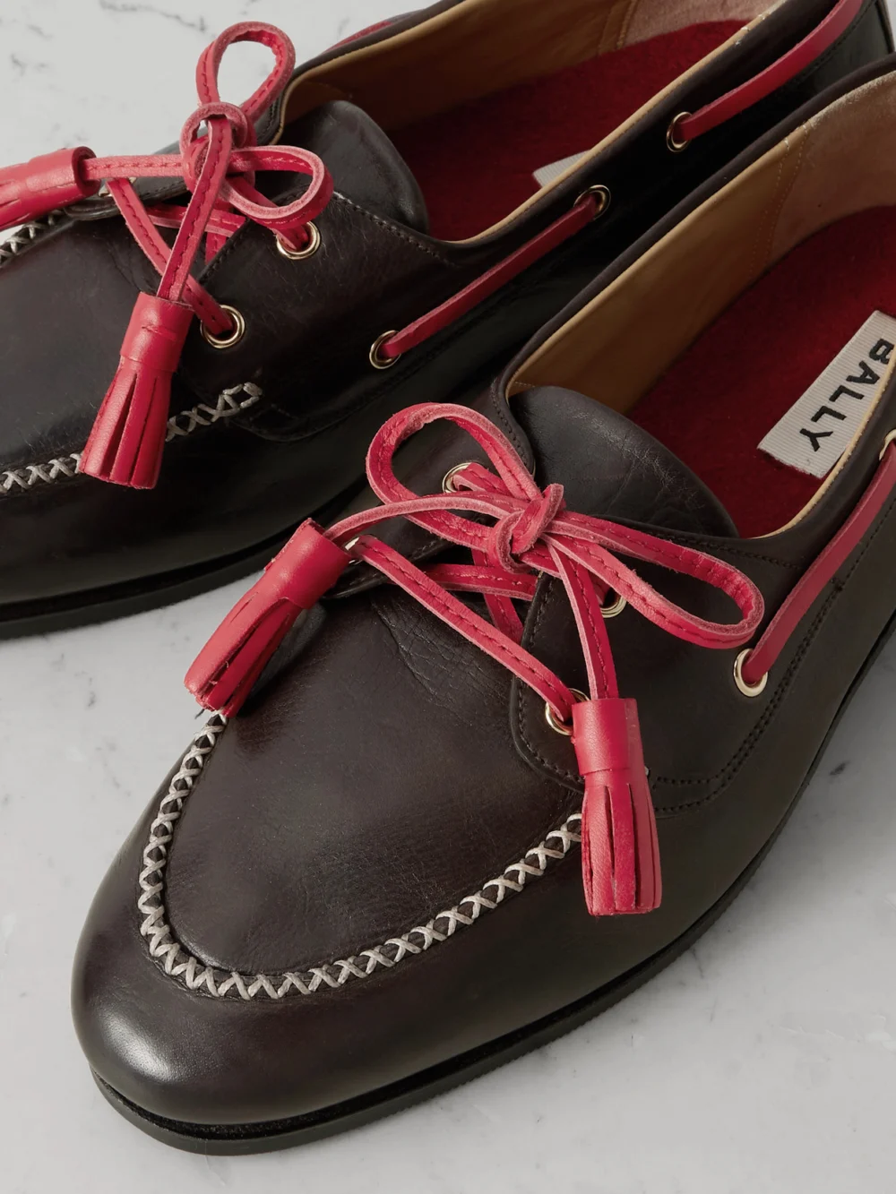Close-up detail of the Bally Tasseled Leather Loafers