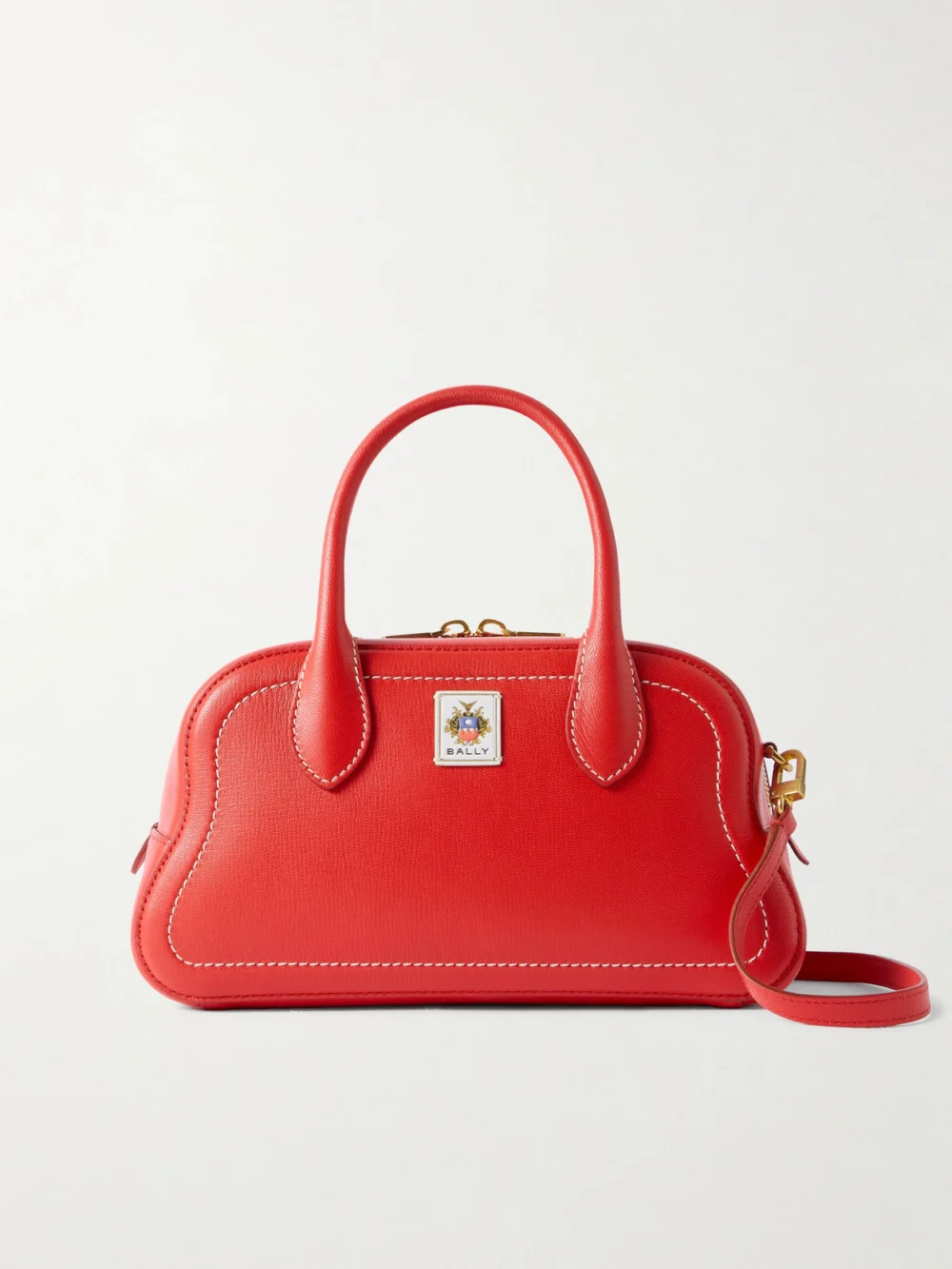 Bally Unda Appliquéd Leather Tote in tomato red