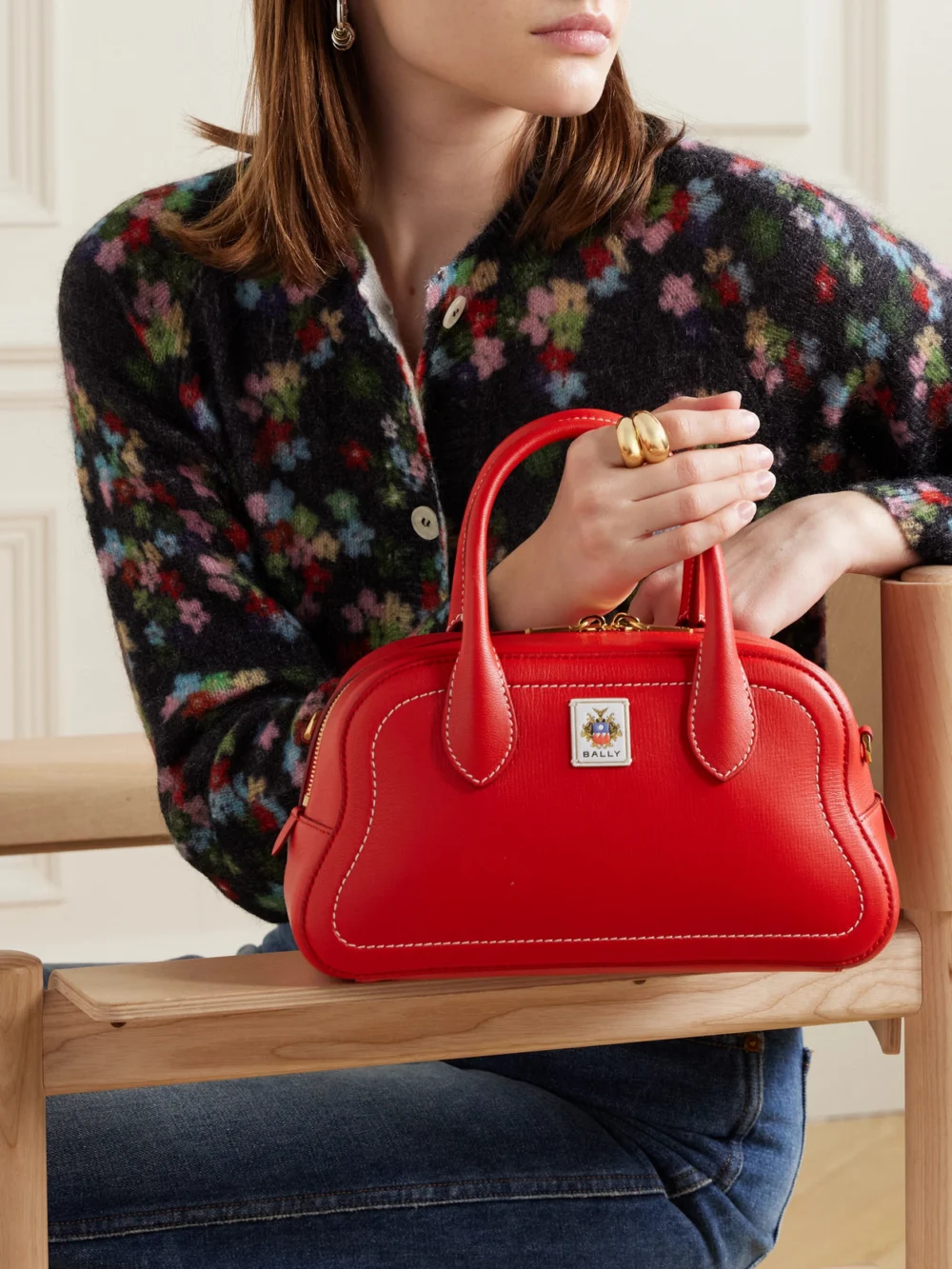 Bally Unda Appliquéd Leather Tote, styled view