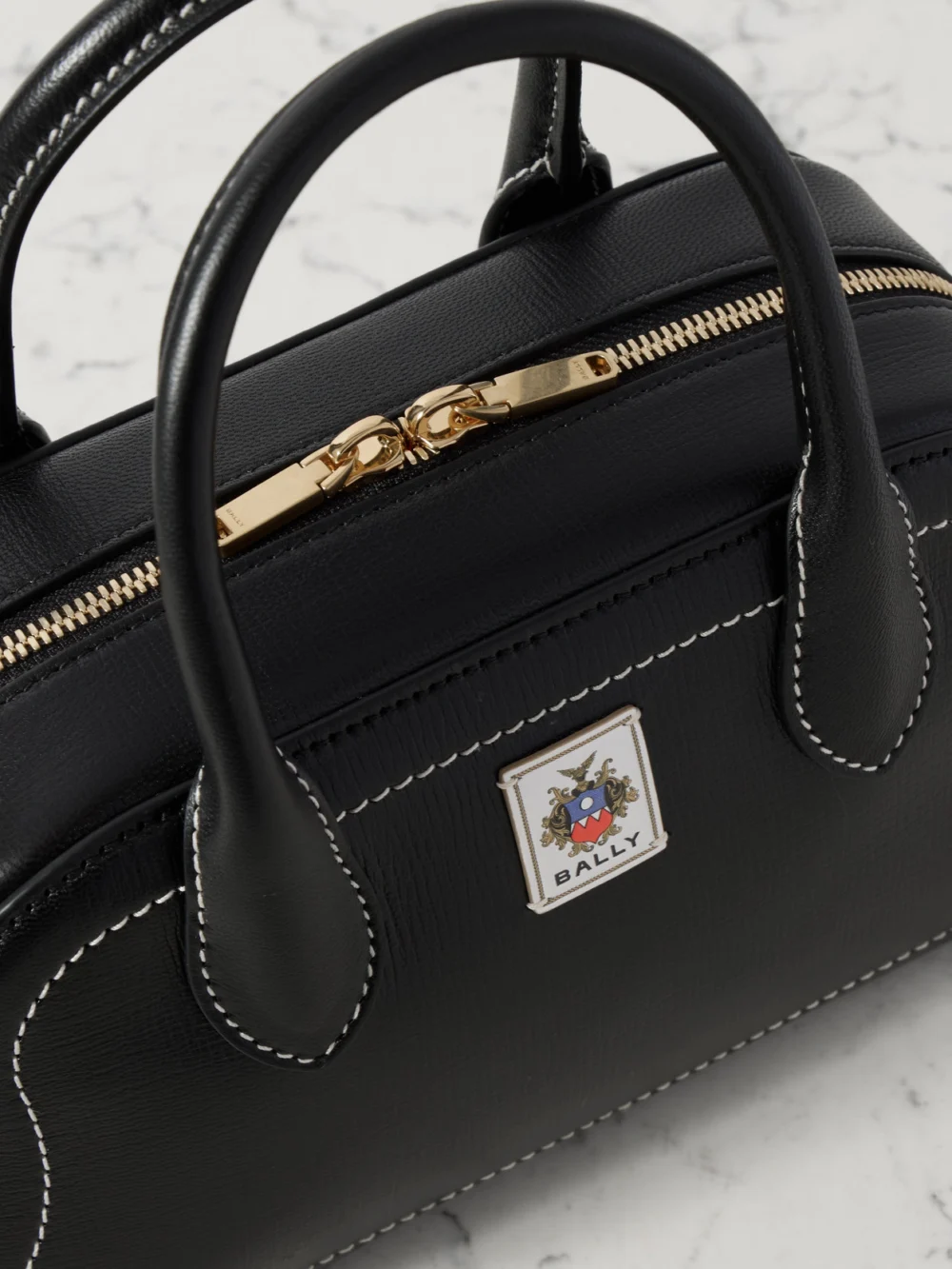 Close-up detail of the Bally Unda Leather Tote