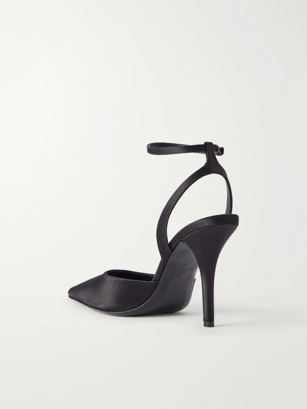 Back view of the Balmain 100 Embellished Satin Pumps